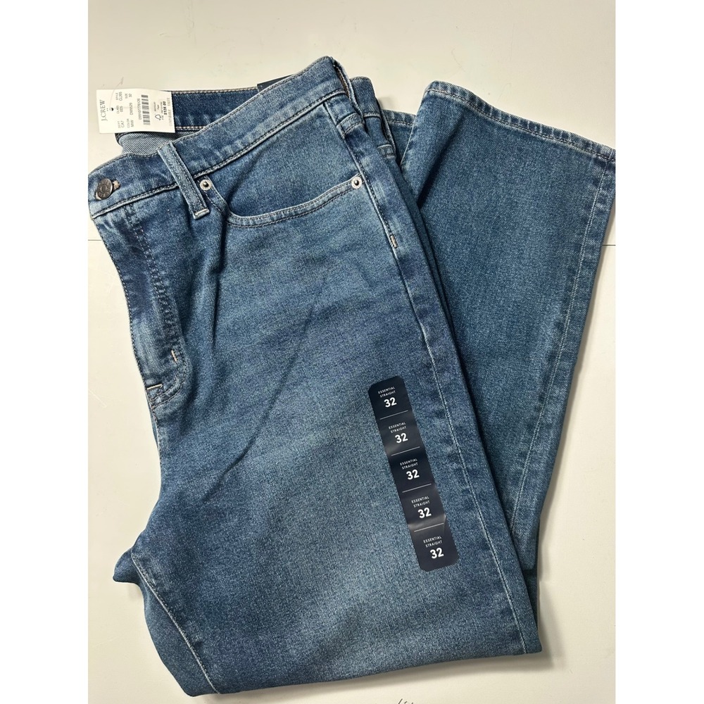 J.Crew Essential Straight Jeans Mens 32 Medium Indigo Blue CL205 NEW